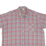 Mens Blue & Red Cotton Blend Plaid Shirt XL Casual Short Sleeve Summer