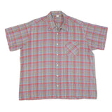 Mens Blue & Red Cotton Blend Plaid Shirt XL Casual Short Sleeve Summer