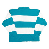 STEEPLECHASE Womens Blue & White Rugby Stripe Collared L Sweatshirt
