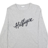 TOMMY HILFIGER Womens Grey Long Sleeve Crew Neck T-Shirt S Hilfiger Script