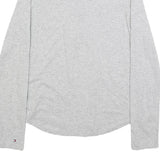 TOMMY HILFIGER Womens Grey Long Sleeve Crew Neck T-Shirt S Hilfiger Script