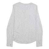 TOMMY HILFIGER Womens Grey Long Sleeve Crew Neck T-Shirt S Hilfiger Script