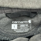 Carhartt Spellout Hoodie - Large Gray Cotton Blend