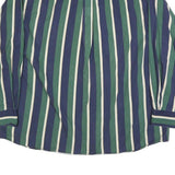 TOWN CRAFT Mens Green & Blue Striped Shirt XL Classic Cotton Blend Button Front