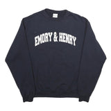CHAMPION Mens Navy Blue Emory & Henry Crew Neck M Cotton Sweatshirt