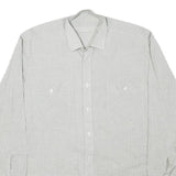 Mens White & Grey Check Cotton Blend Shirt M Classic Button Front Pocket