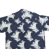 PURITAN Mens Blue Cotton Blend Shirt XL Printed Casual Button-Up