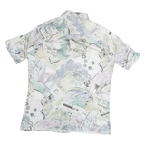 Mens White & Pastel Pattern Polyester Shirt M Abstract Print Summer Style