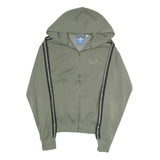 ADIDAS ORIGINALS Mens Green & Black Hooded Jacket S Polyester Blend Zip