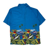 Pacific & Co Graphic Hawaiian Shirt - Large Blue Cotton