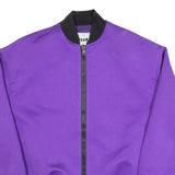 MSGM Mens Purple & Black Bomber Jacket L Polyester Plain Zip Embroidered Back