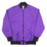MSGM Mens Purple & Black Bomber Jacket L Polyester Plain Zip Embroidered Back