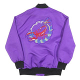MSGM Mens Purple & Black Bomber Jacket L Polyester Plain Zip Embroidered Back
