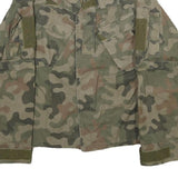 Mens Green Camouflage Military Jacket S Woven Button Closure Tactical Style