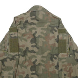Mens Green Camouflage Military Jacket S Woven Button Closure Tactical Style