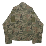 Mens Green Camouflage Military Jacket S Woven Button Closure Tactical Style
