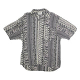 MIX STUDIO Mens Grey Patterned Cotton Shirt M Casual Summer Short Sleeve