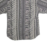 MIX STUDIO Mens Grey Patterned Cotton Shirt M Casual Summer Short Sleeve