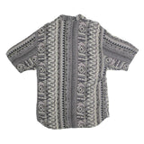 MIX STUDIO Mens Grey Patterned Cotton Shirt M Casual Summer Short Sleeve