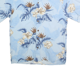 HILO HATTIER Mens Blue & Beige Floral Cotton Shirt M Summer Pattern Casual