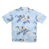 HILO HATTIER Mens Blue & Beige Floral Cotton Shirt M Summer Pattern Casual