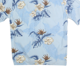 HILO HATTIER Mens Blue & Beige Floral Cotton Shirt M Summer Pattern Casual