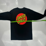 Skateboarding Santa Cruz Graphic Long Sleeve T-Shirt - Small Black Cotton