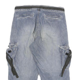 FREEMAN PORTER Mens Blue Casual Cargo Shorts XL W32 Belted Cotton Blend