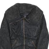 CALVIN KLEIN JEANS Womens Black Faux Shearling Biker Jacket XS Polyester Zip