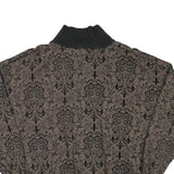Womens Brown & Black Patterned Sweatshirt Collared L Zip Neck Pullover Casual