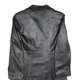 INTERNATIONAL LEATHER Womens Black Leather Button Jacket S Plain Classic Fit