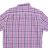 CHAPS Mens Pink & Blue Check Shirt M Button Down Short Sleeve Casual Cotton