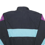 GOLDEN CUP Mens Black & Purple & Light Blue Nylon Jacket M Colourblock Casual