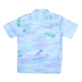 KAI NANI Mens Blue & Green Hawaiian Shirt M Cotton Short Sleeve Relaxed Fit