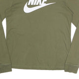 NIKE Mens Green Long Sleeve Crew Neck T-Shirt S Cotton Blend Logo Print