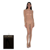LECHERY® LUSTROUS SILKY SHINY SHEER BODYSTOCKING • NATURAL