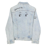 LEE Womens Blue Denim Button Cotton Jacket XS Artistic Graphic Print Casual