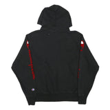 CHAMPION Mens Black Pullover Hoodie M Embroidered Logo Sleeve Print