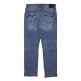 GUESS Mens Regular Fit Blue Denim Jeans W34 L37 Cotton Blend Zip Pockets