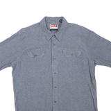 WRANGLER Mens Blue Plain Short Sleeve Shirt L Casual Cotton Blend