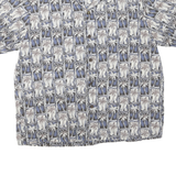 BISHOP ST. APPAREL Mens Blue & Grey Cotton Blend Short Sleeve Shirt L Casual