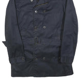 IKKS PURE EDITION Womens Navy Blue Classic Cotton Blend Button Jacket M