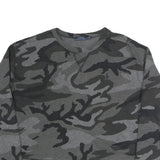POLO RALPH LAUREN Womens Grey & Black Camouflage Crew Neck L Cotton Blend