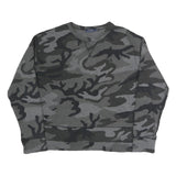 POLO RALPH LAUREN Womens Grey & Black Camouflage Crew Neck L Cotton Blend