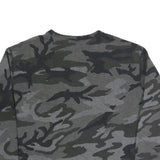 POLO RALPH LAUREN Womens Grey & Black Camouflage Crew Neck L Cotton Blend