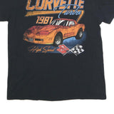 CHEMISTRY Mens Black Corvette Turbo 1981 Graphic L Short Sleeve Crew Neck