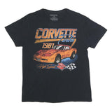 CHEMISTRY Mens Black Corvette Turbo 1981 Graphic L Short Sleeve Crew Neck