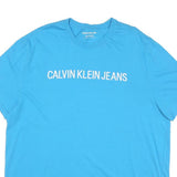CALVIN KLEIN JEANS Mens Blue 2XL T-Shirt Short Sleeve Crew Neck Logo Print