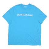 CALVIN KLEIN JEANS Mens Blue 2XL T-Shirt Short Sleeve Crew Neck Logo Print