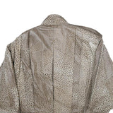 Womens Beige Leather Button Jacket S Plain Unique Stylish Fashionable